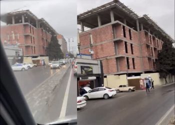 Xırdalanda magistral yolun üstündə bina tikdilər - ŞOK GÖRÜNTÜLƏR (VİDEO)