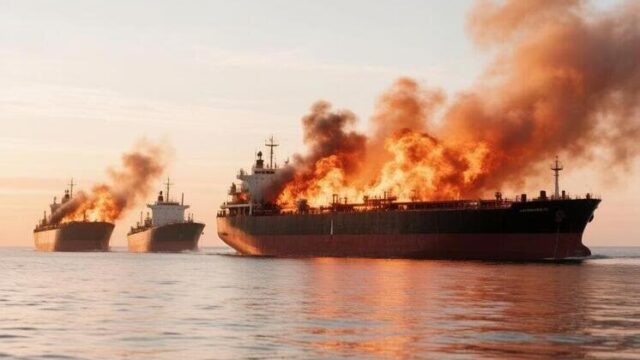 Hörmüz od içində: Bir gecədə 3 tanker minaya düşdü